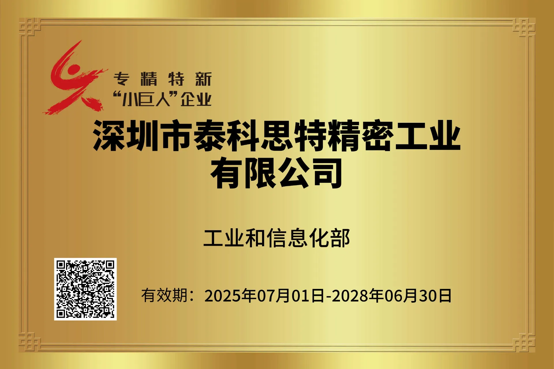 TTST Honored with National Ministry of Industry and Information Technology's Specialized, Refined, Unique and Innovative 'Little Giant' Enterprise Title
